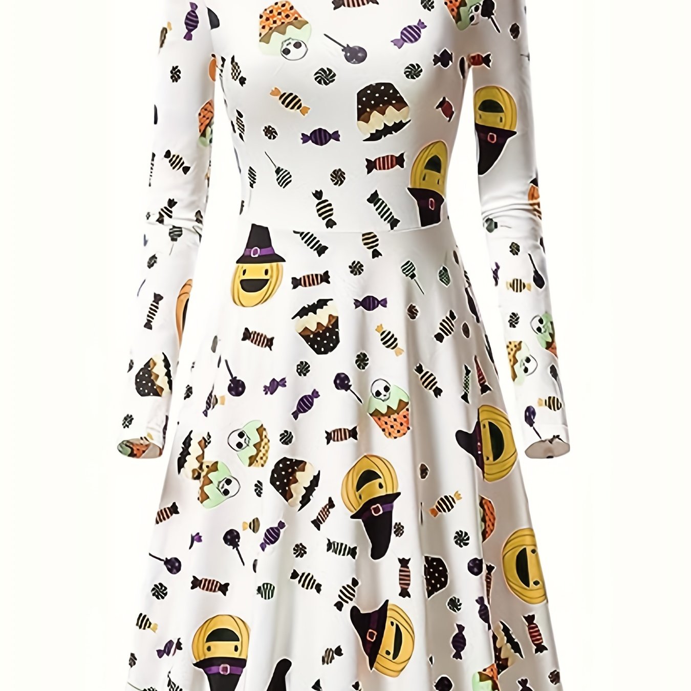 Halloween Casual Dress Women's Plus Graphic Print Long Sleeve Dress