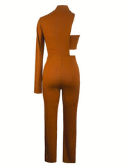 Sexy One Shoulder Bodycon Jumpsuit & Tube Top Set