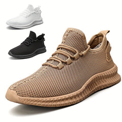Men's Lace Up Knit Sneakers Breathable Outdoor Walking Shoes