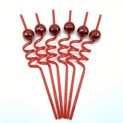 6pcs Disco Ball Straws Bachelor Straws Reusable Plastic Straws