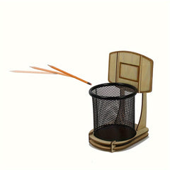 Wooden Basketball Pencil Holder Desk Office Supplies Pen Holder