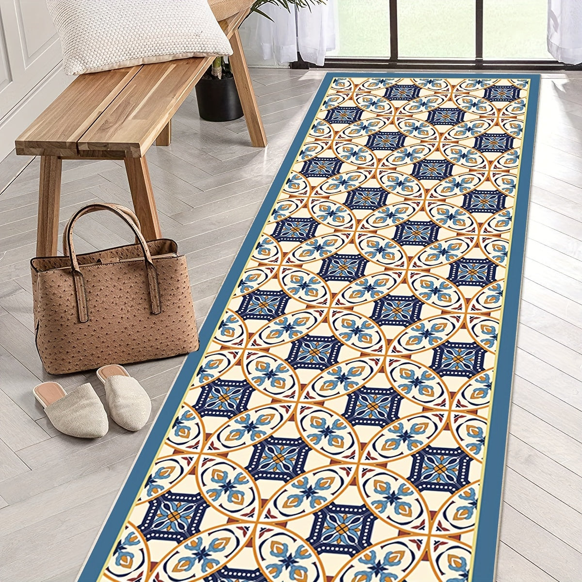 Moroccan Trellis Hallway Runner Rug Washable Non Slip Kitchen Rugs