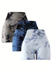 Tie Dye Skinny Shorts High Waist Sporty Summer Women's Clothing