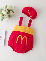 Baby's Summer Cartoon Letter Graphic Suspenders & Hat Set