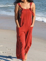 Backless Overall Jumpsuit Solid Wide Leg Jumpsuit