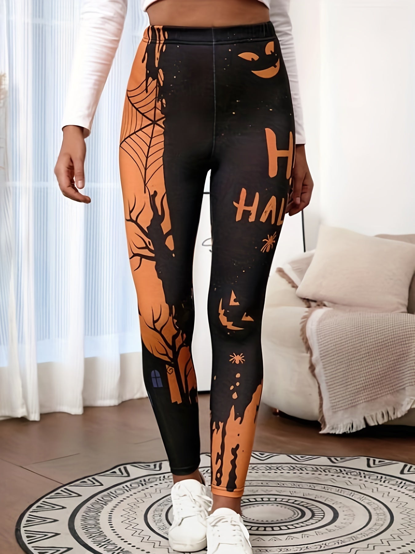 Halloween Casual Leggings Women's Plus Graphic Print Skinny Leggings