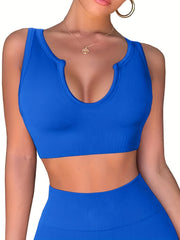 Ribbed Knit Sports Bra High Stretch Tank Top
