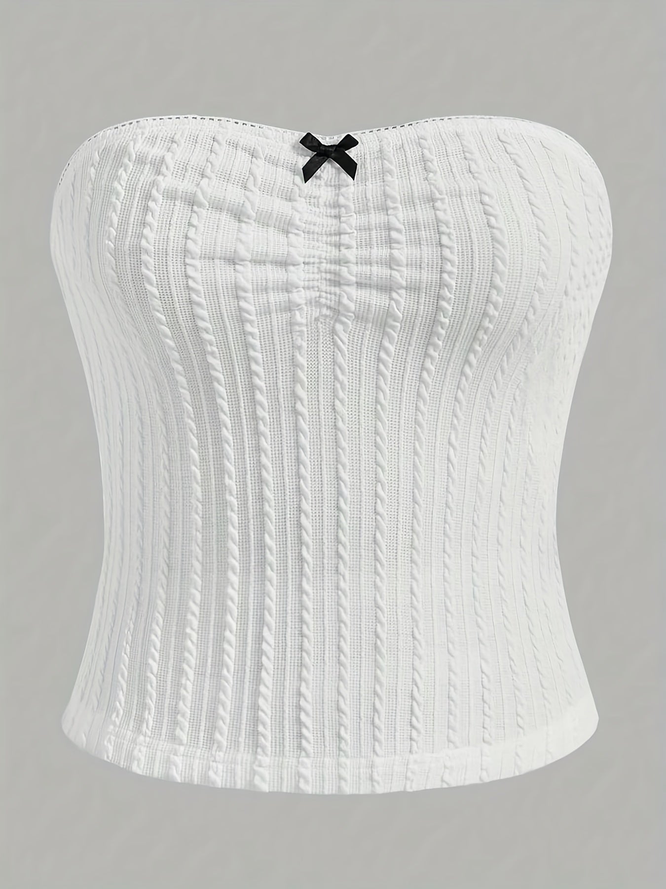 Textured Pleated Tube Top Bandeau Casual Sleeveless Top