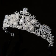 Bridal Faux Pearl Crystal Crown Tiara Wedding Head Jewelry