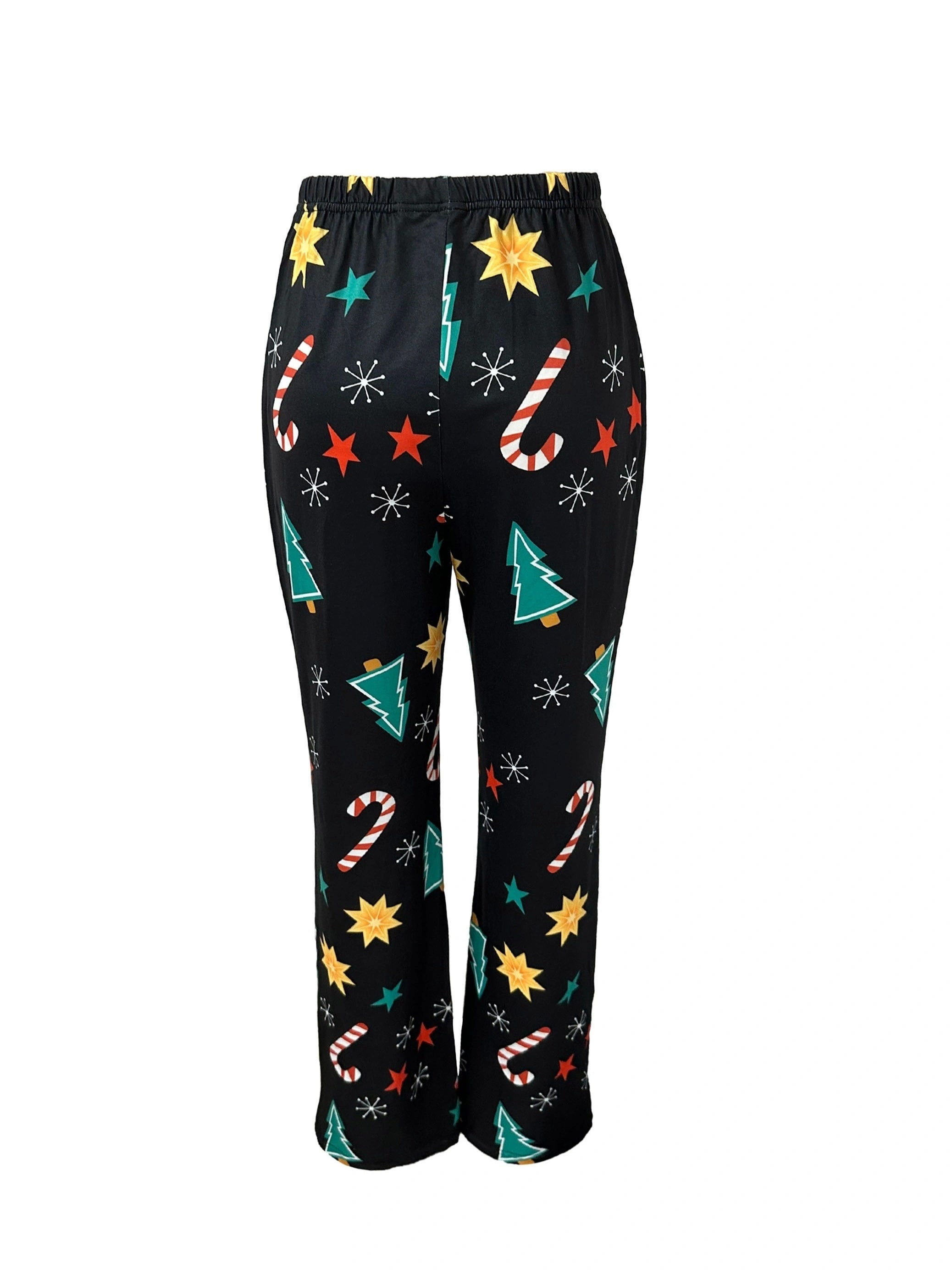 Christmas Print Lounge Set Long Sleeve Top & Pants Women's Loungewear