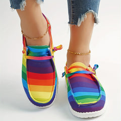 Women's Colorful Striped Canvas Shoes Lightweight Low Top Shoes