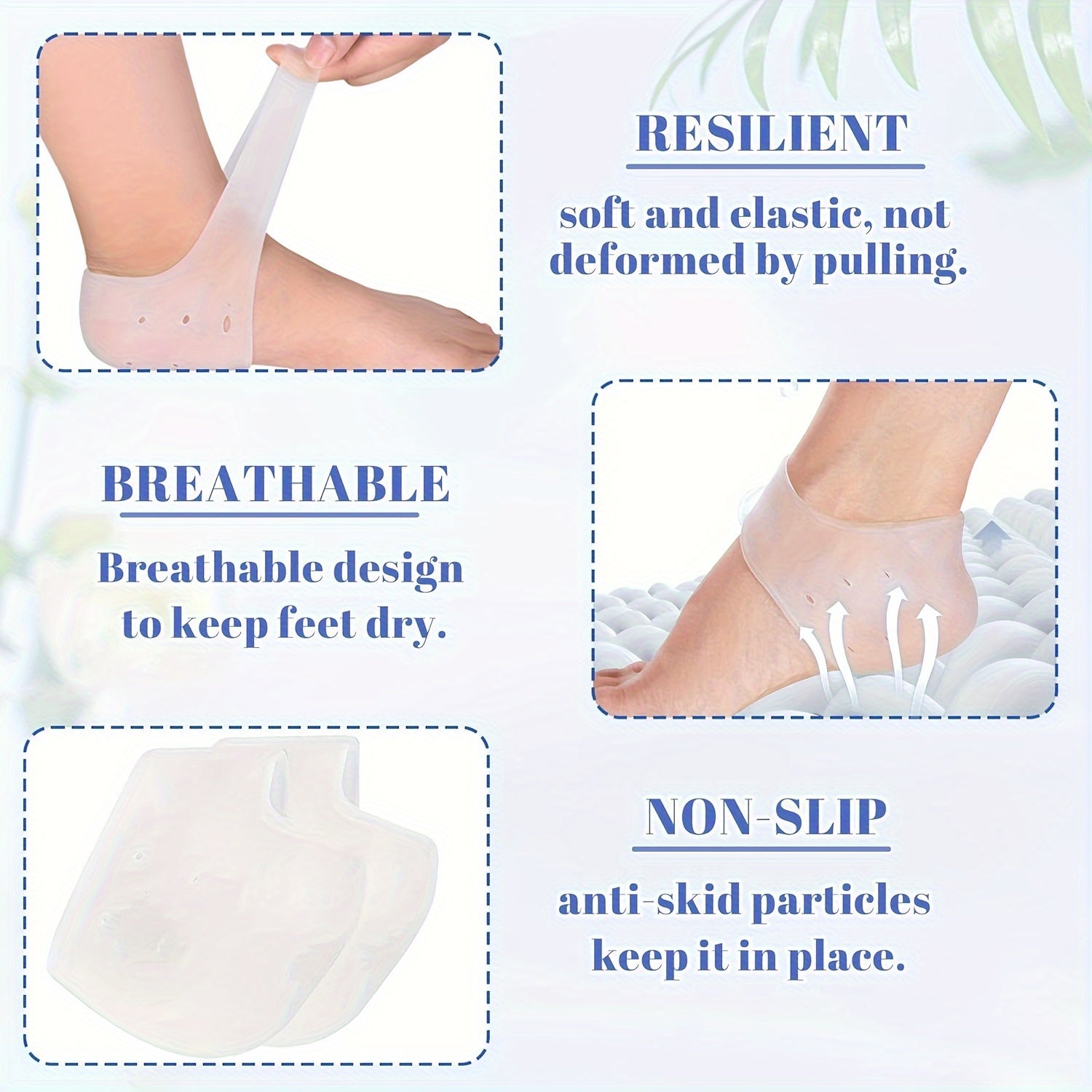 4pcs Silicone Heel Protectors for Plantar Fasciitis Foot Protection