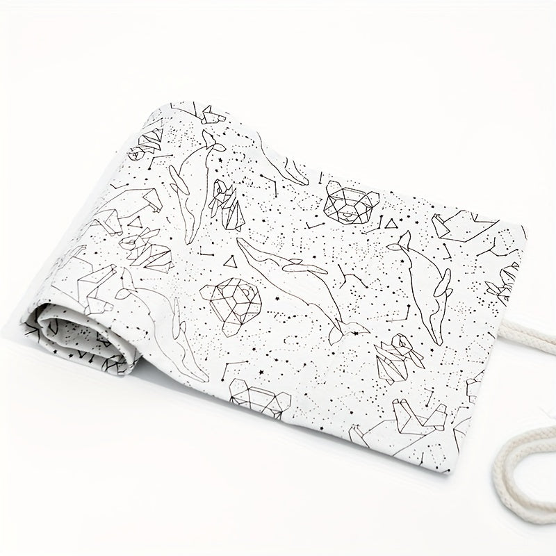 Canvas Pencil Bag Roll 72 Holes Creative Stationery Box