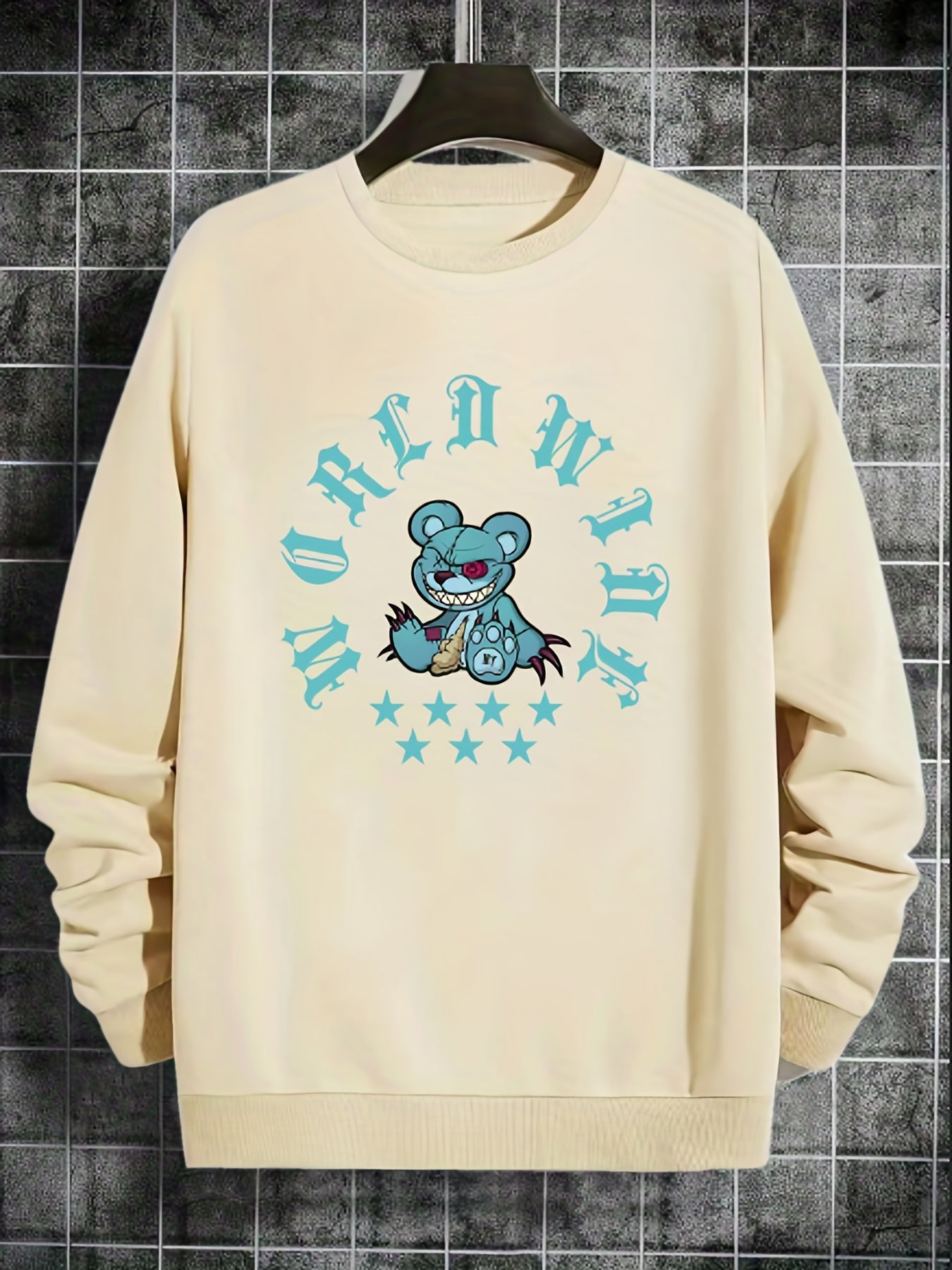 Bear Series Print Boys Casual Long Sleeve Sweatshirt