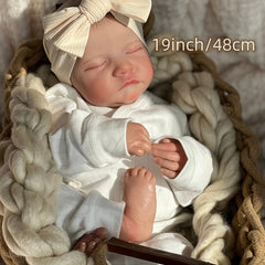 19 Inch Soft Reborn Doll 3D Skin Visible Veins Hand Painted Hair