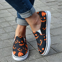 Women's Halloween Printed Slip On Sneakers Lightweight Outdoor Shoes