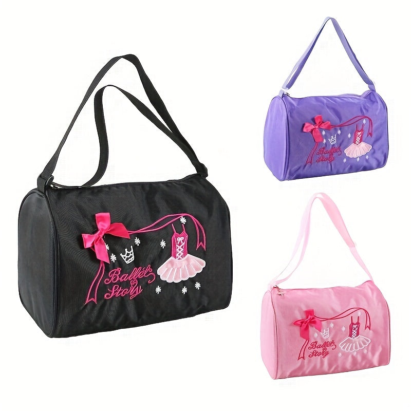 Pink Ballet Skirt Bow Decor Bag For Girl Costume Clothes Shoes Dress Handbag