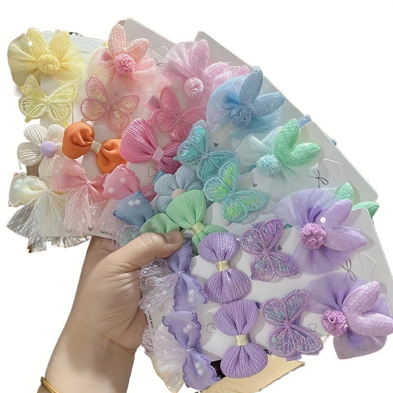 8pcs Butterfly Flowers Bow Hair Clips Set for Girls Kids