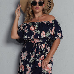 Floral Off Shoulder Plus Size Dress