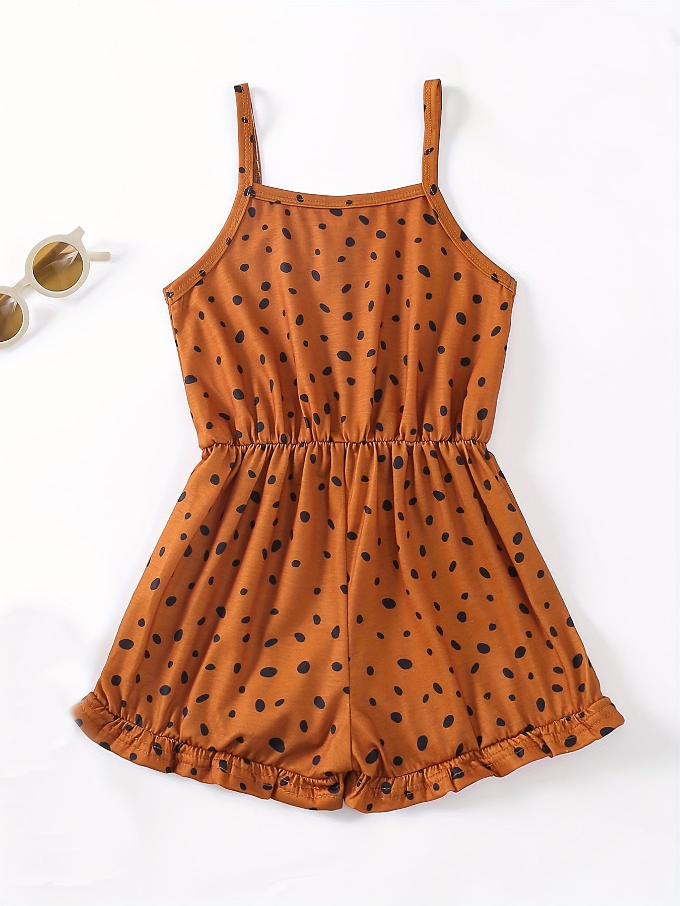 Girls Polka Dot Cami Jumpsuit Romper Playsuit Elastic Waist