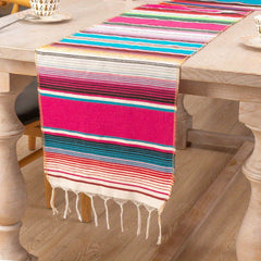 Mexican Table Runner Tassel Rainbow Ethnic Style TV Cabinet Doily Decorative