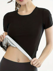 Slimming Sweat Top Short Sleeve Crew Neck Women's Shapewear