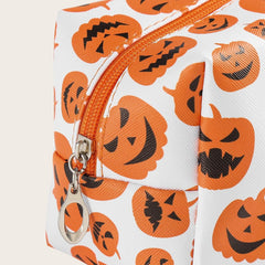 Halloween Pumpkin Print Makeup Bag Square Zipper Pouch