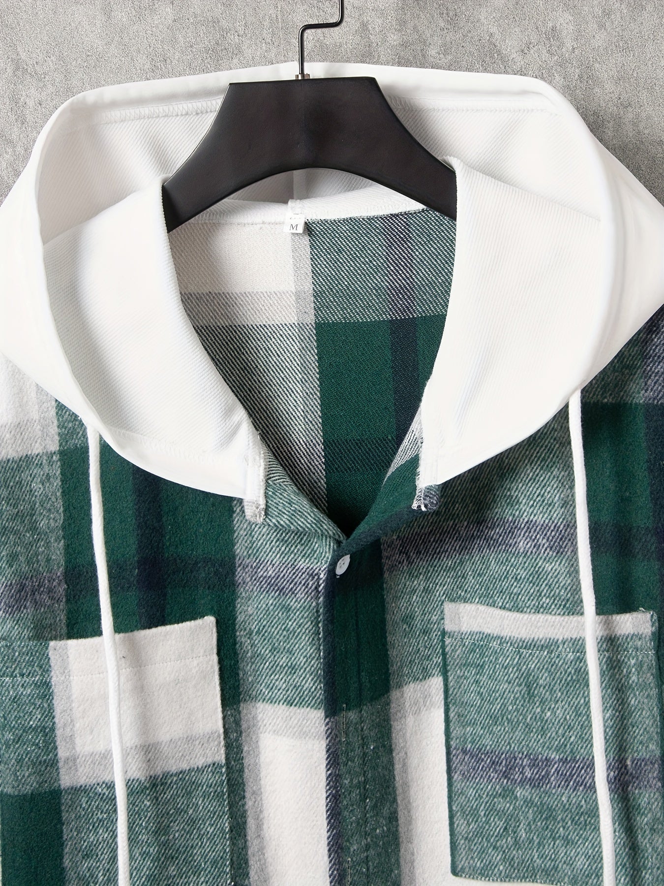 Men's Hooded Plaid Long Shirt for Autumn