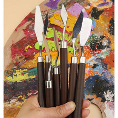 Art Scraper Red Wood Tool Set Water Powder Palette Pick Pointed Head Flat Head
