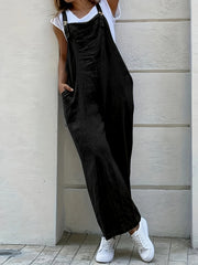Casual Jumpsuit Women's Plus Solid Button Detail Pocket Patched Overal