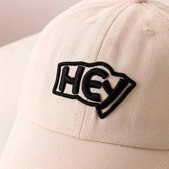 Boys Casual Thin Cap With HEY Embroidery - Baseball Cap