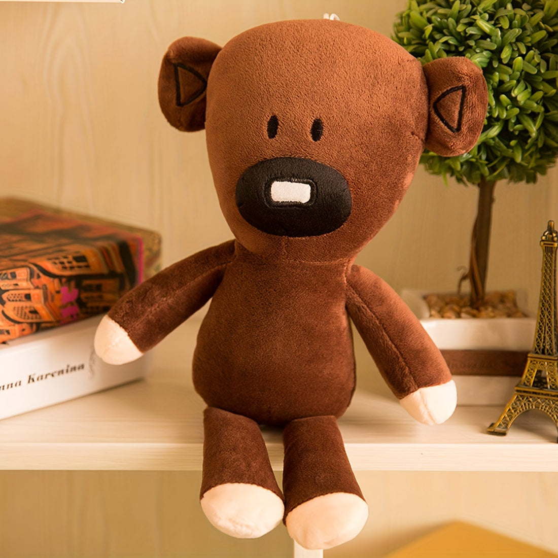 Soft Plush Teddy Bear Stuffed Animal Toy with Eyes & Pink Ears