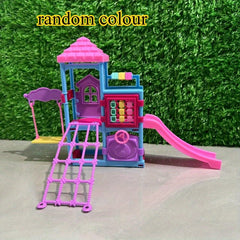 Outdoor Dollhouse Playset with Slides, Climbing Frames, Swings & Toys