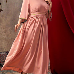 Women's Plus Colorblock V Neck Maxi Kaftan Dress