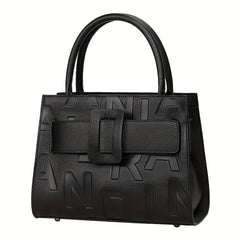 Minimalist Embossed Tote Bag Satchel with Buckle for Work