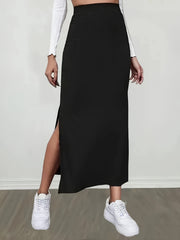 Sexy Ribbed High Rise Maxi Skirt