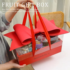 Transparent Handheld Flower Box Bow Bouquet Gift Packaging Box