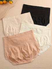 4pcs High Waist Scallop Trim Briefs Stretchy Intimates Panties
