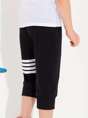 Boys Stripes Print Cropped Pants for Spring and Summer