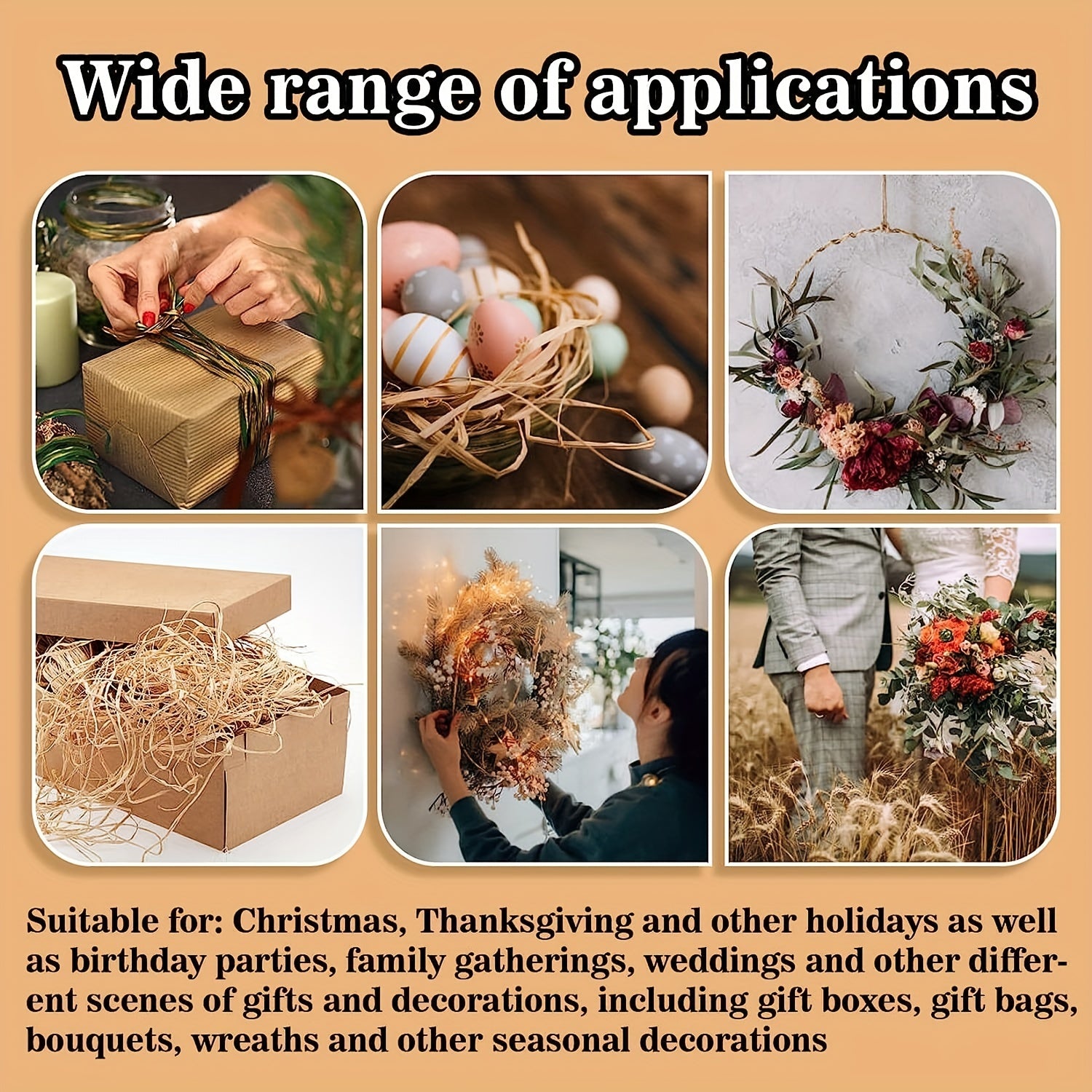 50g Natural Raffia Fibre Ribbon for Bouquet Decoration Craft Ribbon