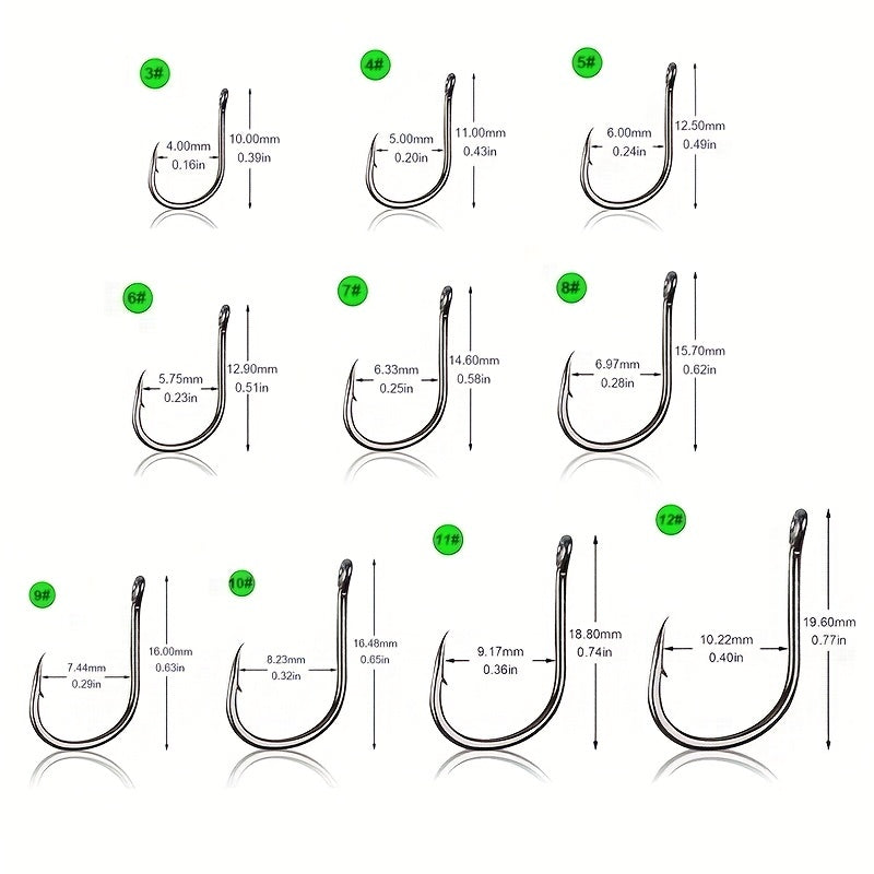 100pcs 3 12 High Carbon Steel Circle Fishing Hooks Bait Holder