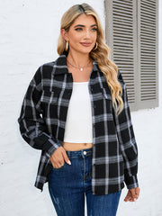 Plaid Shirt Jacket Long Sleeve Casual Shacket Women's Clothing