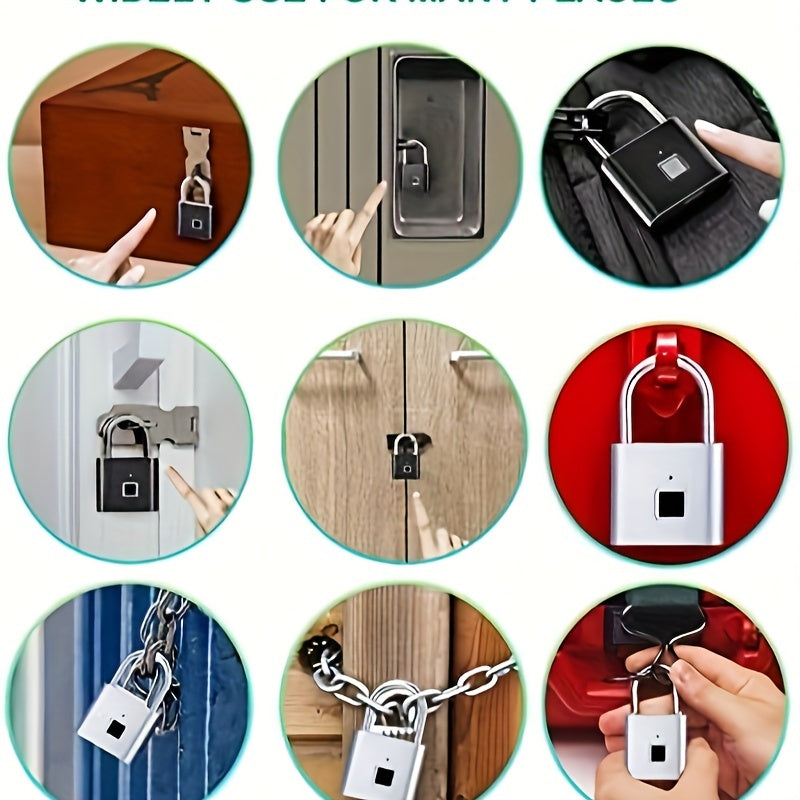 Smart Fingerprint Padlock Security Lock Portable for Locker Gym Door Luggage