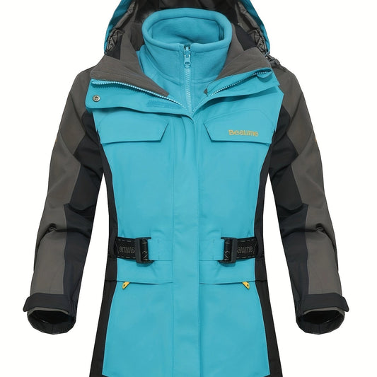 Women's 3-in-1 Winter Ski Jacket Thermal Hooded Windproof Sports Coat