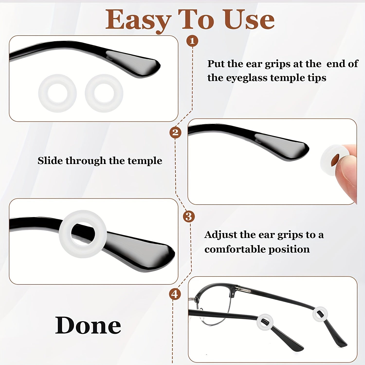 Silicone Glasses Ear Grip Strap Holder Anti Slip for Eyewear - Clear