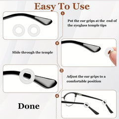 Silicone Glasses Ear Grip Strap Holder Anti Slip for Eyewear - Clear