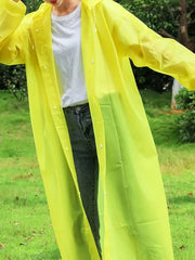 Waterproof Rain Poncho for Traveling, Button Down Hooded Coat
