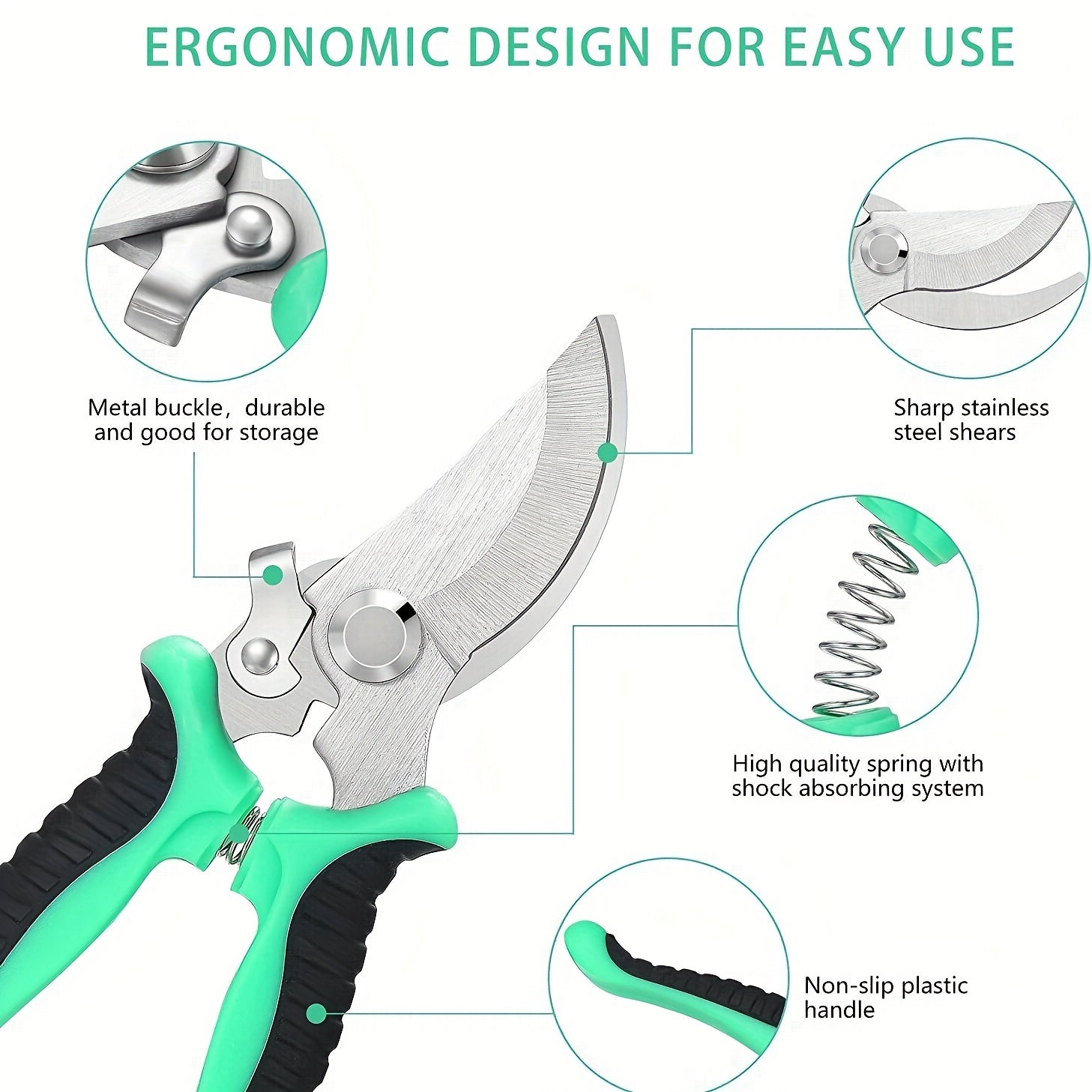 Garden Pruning Shears Stainless Steel Blades Gardening Scissors