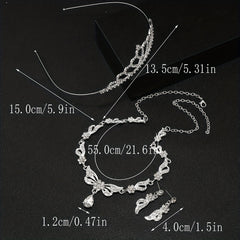 Alloy Rhinestone Headband Necklace Earrings Set Bridal Wedding Hair Accessories