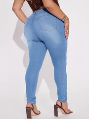 High Rise Skinny Pencil Jeans With Pockets